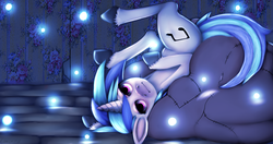 Size: 1280x675 | Tagged: safe, artist:comickit, dj pon-3, vinyl scratch, g4, female, glowing, solo