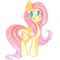 Size: 759x761 | Tagged: safe, artist:kookoi, fluttershy, pegasus, pony, g4, blushing, female, folded wings, looking at you, mare, outline, simple background, smiling, solo, standing, three quarter view, transparent background, wings
