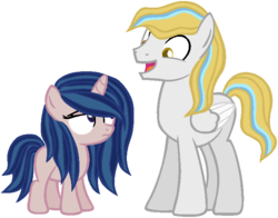 Size: 735x577 | Tagged: safe, artist:kywichu, oc, oc only, oc:moondust, oc:star swift, brother and sister, offspring, parent:prince blueblood, parent:twilight sparkle, parents:twiblood, simple background, transparent background, vector