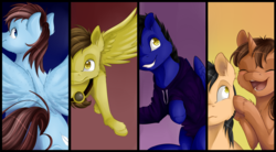 Size: 3620x2000 | Tagged: safe, artist:chiweee, oc, oc only, oc:calm wind, oc:playbitz, oc:rivet, oc:siren bliss, oc:swift justice, high res, sirenbitz