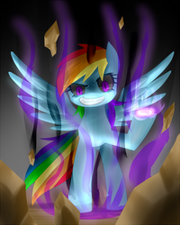 Size: 640x800 | Tagged: safe, artist:hashioaryut, rainbow dash, pegasus, pony, g4, black sclera, corrupted, female, mare, pixiv, solo