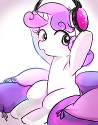 Size: 800x1018 | Tagged: safe, artist:weiliy, sweetie belle, g4, female, headphones, pixiv, solo