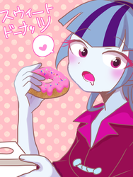 Size: 600x800 | Tagged: safe, artist:weiliy, sonata dusk, equestria girls, g4, my little pony equestria girls: rainbow rocks, donut, female, pixiv, solo