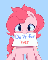 Size: 712x900 | Tagged: safe, artist:joyfulinsanity, pinkie pie, earth pony, pony, g4, cute, diapinkes, do it for her, female, mare, motivational, positive message, solo, valentine