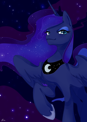 Size: 500x700 | Tagged: safe, artist:ain0000, princess luna, g4, female, looking at you, solo