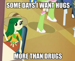 Size: 623x500 | Tagged: safe, screencap, golden hazel, sweet leaf, equestria girls, g4, my little pony equestria girls, background human, clothes, drugs, eco kid insults, image macro, meme, polka dot socks, socks