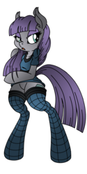 Size: 1500x3000 | Tagged: safe, artist:dfectivedvice, artist:pananovich, maud pie, earth pony, pony, semi-anthro, g4, arm hooves, bipedal, bottomless, clothes, dress, featureless crotch, female, simple background, solo, stockings, transparent background