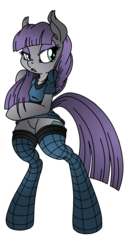 Size: 1500x3000 | Tagged: safe, artist:dfectivedvice, artist:pananovich, maud pie, earth pony, pony, semi-anthro, g4, arm hooves, bipedal, bottomless, clothes, dress, featureless crotch, female, fishnet clothing, fishnet stockings, simple background, solo, stockings, thigh highs, transparent background