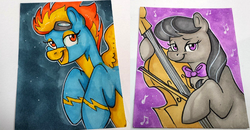 Size: 924x481 | Tagged: safe, artist:reaperfox, octavia melody, spitfire, g4, cello, irl, musical instrument, photo, traditional art