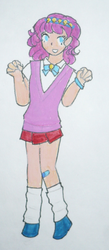 Size: 459x1050 | Tagged: safe, artist:punksweet, pinkie pie, human, g4, colored sketch, humanized