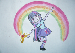 Size: 1856x1319 | Tagged: safe, artist:punksweet, twilight sparkle, equestria girls, g4, colored sketch, element of magic, female, photo, solo, star vs the forces of evil, traditional art, twilight sparkle (alicorn)