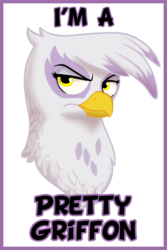 Size: 400x600 | Tagged: safe, artist:likeshine, gilda, griffon, g4, cute, female, gildadorable, grumpy, i'm not cute, portrait, solo, text