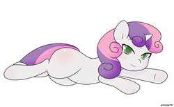 Size: 1280x796 | Tagged: safe, artist:zoarity, sweetie belle, g4, butt blush, female, solo