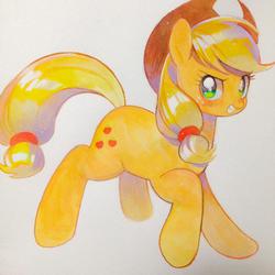 Size: 1024x1024 | Tagged: safe, artist:hotomura, applejack, earth pony, pony, g4, female, mare, solo, traditional art