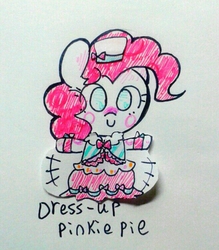 Size: 657x750 | Tagged: safe, artist:danadyu, pinkie pie, g4, clothes, dress, dress-up pinkie, female, gala dress, part of a series, simple background, solo