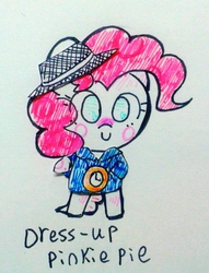 Size: 593x776 | Tagged: safe, artist:danadyu, pinkie pie, g4, dress-up pinkie, female, part of a series, rapper pie, simple background, solo