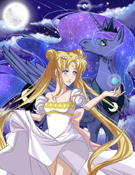 Size: 638x825 | Tagged: safe, artist:lethalpepsi, princess luna, g4, crossover, moon, night, princess serenity, sailor moon (series), shooting star