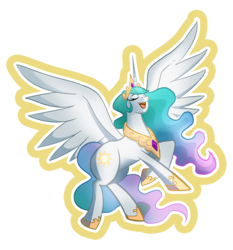 Size: 700x752 | Tagged: safe, artist:jocelynada, princess celestia, pony, g4, eyes closed, female, mare, rearing, simple background, solo, spread wings, transparent background