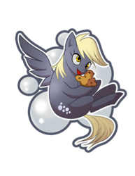 Size: 400x517 | Tagged: safe, artist:jocelynada, derpy hooves, pegasus, pony, g4, female, mare, muffin, simple background, solo, transparent background