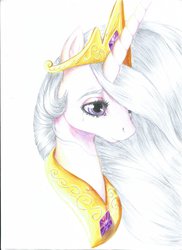 Size: 900x1238 | Tagged: safe, artist:integra-rahaby, princess celestia, g4, crying, female, simple background, solo, traditional art, wip