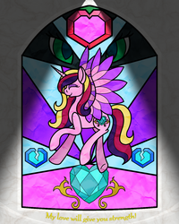 Size: 1000x1250 | Tagged: safe, artist:ahaintthatbad, princess cadance, g4, eyes closed, female, solo, spread wings, stained glass