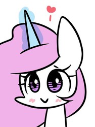 Size: 300x400 | Tagged: safe, artist:joycall6, princess celestia, g4, :>, blushing, cute, female, heart, looking at you, magic, smiling, solo