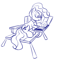 Size: 828x834 | Tagged: safe, artist:rubrony, mayor mare, earth pony, pony, g4, book, chair, female, mare, monochrome, reading, solo
