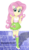 Size: 1308x2273 | Tagged: safe, artist:sumin6301, fluttershy, equestria girls, g4, blushing, boots, breasts, clothes, dancing, female, high heel boots, raised leg, simple background, skirt, socks, solo, tank top, transparent background, vector