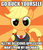 Size: 588x691 | Tagged: safe, applejack, g4, alternate hairstyle, buck, clothes, image macro, meme, successful applejack, suit