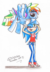 Size: 1621x2349 | Tagged: safe, artist:chikisxsxs210, rainbow dash, g4, crossover, male, rainbow blitz, rule 63, sonic the hedgehog, sonic the hedgehog (series), traditional art