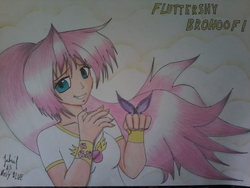 Size: 1600x1200 | Tagged: safe, artist:navyblue-gabriel, fluttershy, human, g4, female, humanized, solo, traditional art
