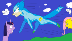 Size: 1152x648 | Tagged: safe, artist:stoneheart69, fluttershy, twilight sparkle, g4, 1000 hours in ms paint, male, ponified, sonic the hedgehog, sonic the hedgehog (series)