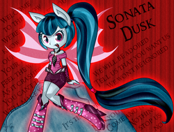 Size: 3129x2362 | Tagged: safe, artist:anggrc, sonata dusk, equestria girls, g4, my little pony equestria girls: rainbow rocks, female, fin wings, high res, ponied up, solo