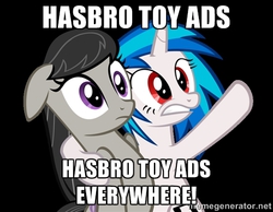 Size: 500x388 | Tagged: safe, dj pon-3, octavia melody, vinyl scratch, g4, drama, image macro, meme