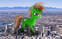 Size: 2592x1650 | Tagged: safe, artist:fandroit, oc, oc only, oc:fandroit, pony, city, giant pony, irl, macro, photo, ponies in real life