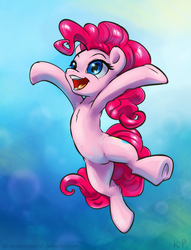 Size: 975x1275 | Tagged: safe, artist:kp-shadowsquirrel, part of a set, pinkie pie, earth pony, pony, g4, armpits, female, happy, leaping, mare, open mouth, smiling, solo, underhoof