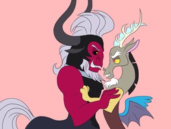 Size: 2048x1536 | Tagged: safe, artist:fiona brown, discord, lord tirek, g4, gay, male, shipping, tirekcord