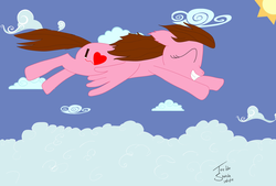 Size: 1024x694 | Tagged: safe, artist:treble sketch, oc, oc only, oc:shyfly, flying, request, requested art, vector