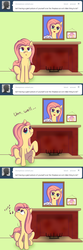 Size: 1280x3840 | Tagged: safe, artist:squiby-327, fluttershy, pinkie pie, posey, dog, ask posey, g1, g4, ask, tumblr