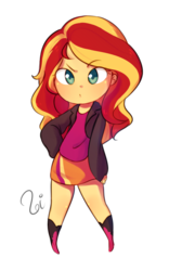 Size: 500x800 | Tagged: safe, artist:bishakalaka, sunset shimmer, equestria girls, g4, chibi, female, simple background, solo, transparent background