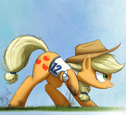 Size: 1500x1368 | Tagged: safe, artist:ncmares, part of a set, applejack, earth pony, pony, g4, american football, andrew luck, female, indianapolis colts, nfl, raised hoof, solo, super bowl, super bowl xlix