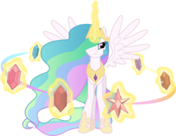 Size: 1129x873 | Tagged: safe, artist:auburnborbon, princess celestia, g4, elements of harmony, frown, magic, simple background, spread wings, transparent background
