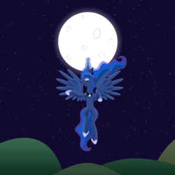 Size: 7778x7778 | Tagged: dead source, safe, artist:auburnborbon, princess luna, g4, absurd resolution, belly, concave belly, crown, female, flying, hoof shoes, jewelry, magic, moon, moon work, peytral, regalia, slender, solo, thin
