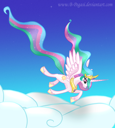 Size: 1800x2000 | Tagged: safe, artist:b-pegasi, princess celestia, g4, cloud, female, flying, solo