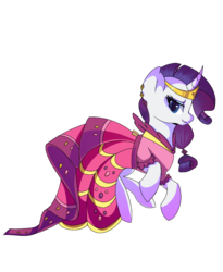 Size: 900x1100 | Tagged: safe, artist:partycannoninc, rarity, pony, unicorn, g4, clothes, curved horn, dress, ear piercing, female, horn, jewelry, looking at you, mare, piercing, raised hoof, raised leg, simple background, smiling, solo, tiara, transparent background