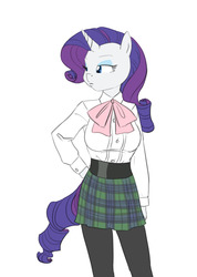 Size: 734x1030 | Tagged: safe, artist:carnifex, rarity, anthro, g4, breasts, busty rarity, clothes, female, hand on hip, solo, tartan