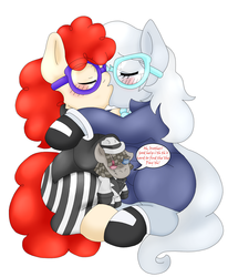 Size: 2497x3025 | Tagged: safe, artist:blackbewhite2k7, silver spoon, smarty pants, twist, earth pony, pony, g4, batman, blushing, commission, eyes closed, female, high res, kiss on the lips, kissing, lesbian, lisp, puppet, scarface, shipping, silvertwist, the ventriloquist