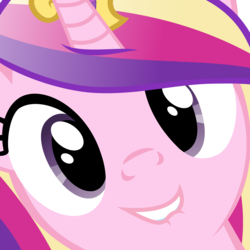 Size: 4800x4800 | Tagged: safe, princess cadance, g4, absurd resolution, close-up, face, grin, hi anon, lip bite, looking at you, meme, smiling