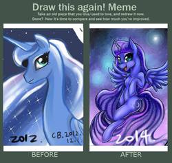 Size: 784x744 | Tagged: safe, artist:coke-brother, princess luna, pony, g4, comparison, draw this again