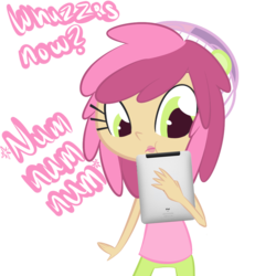 Size: 1000x1000 | Tagged: safe, artist:tentacuddles, ruby pinch, human, ask pinchy, g4, ask, hat, humanized, simple background, solo, transparent background, tumblr